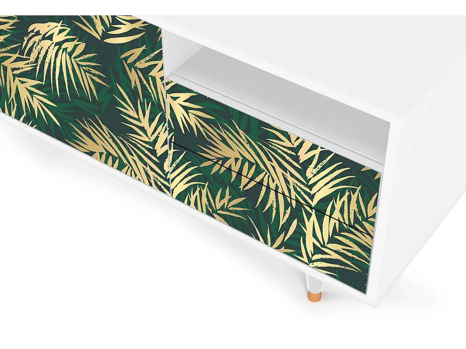 Móvel De Tv| Mueble de TV - 125х56х41 cm - T7 - Sunny Palm Tree, Branco Bege