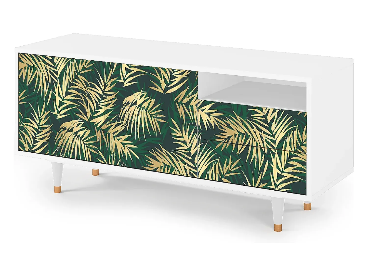Móvel De Tv| Mueble de TV - 125х56х41 cm - T7 - Sunny Palm Tree, Branco Bege