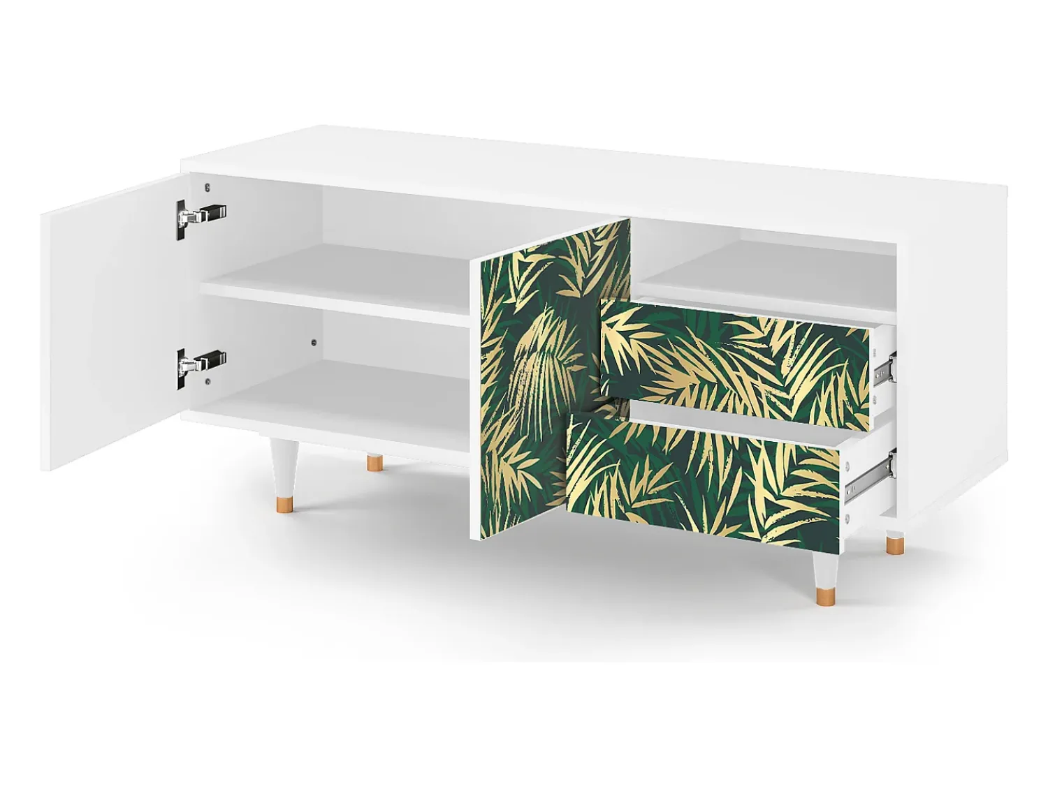 Móvel De Tv| Mueble de TV - 125х56х41 cm - T7 - Sunny Palm Tree, Branco Bege