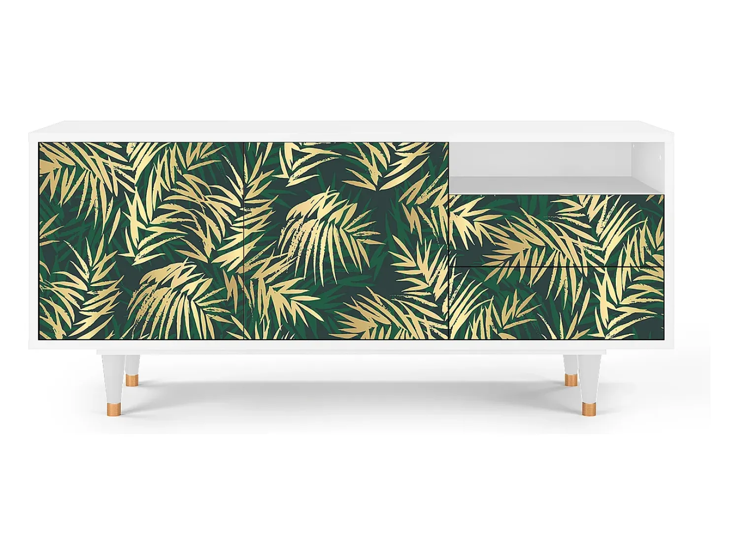 Móvel De Tv| Mueble de TV - 125х56х41 cm - T7 - Sunny Palm Tree, Branco Bege
