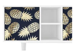Móvel De Tv* Mueble de TV - 150х69х41 cm - T5 - Sunny Pineaple, Branco Bege