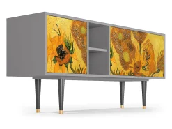 Mueble de TV - 150х69х41 cm - T5 - Sunflowers, Cinza^ Móvel De Tv