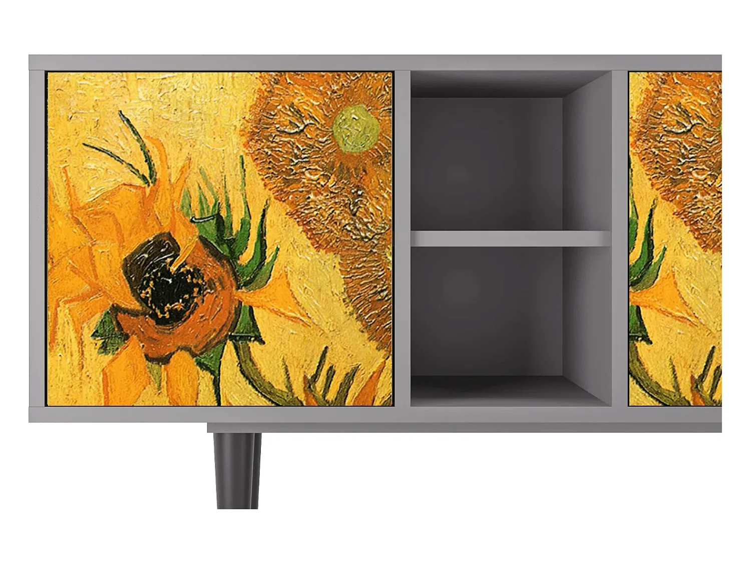 Mueble de TV - 150х69х41 cm - T5 - Sunflowers, Cinza^ Móvel De Tv