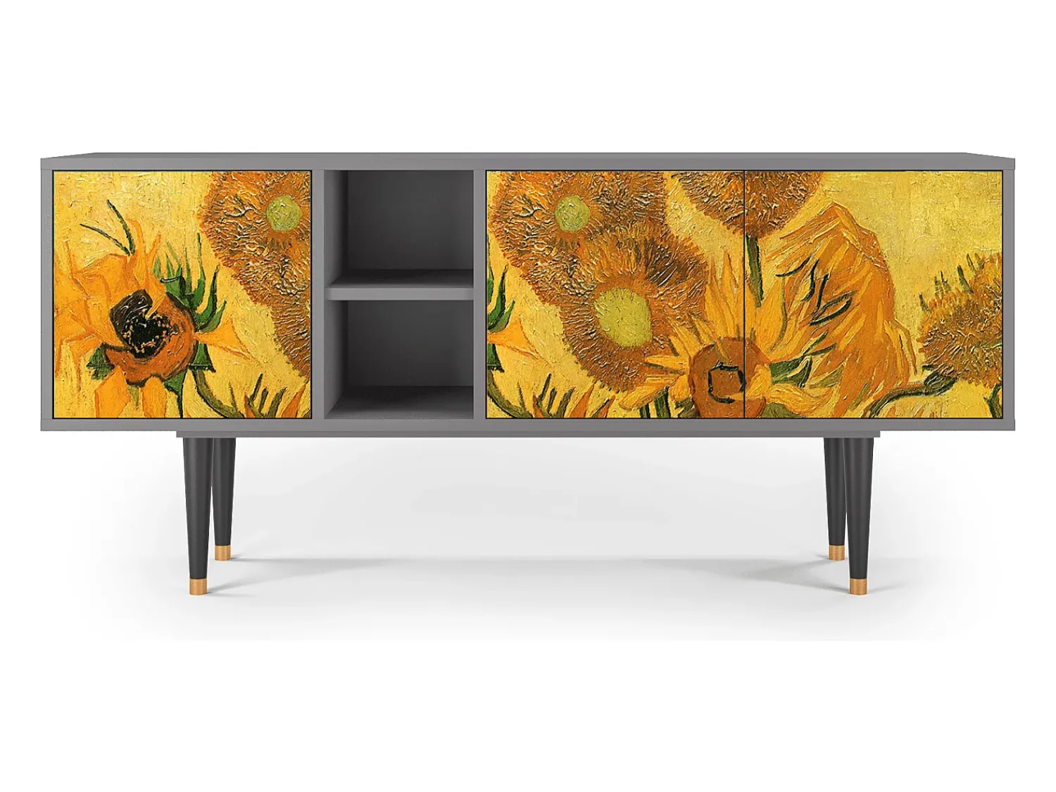 Mueble de TV - 150х69х41 cm - T5 - Sunflowers, Cinza^ Móvel De Tv