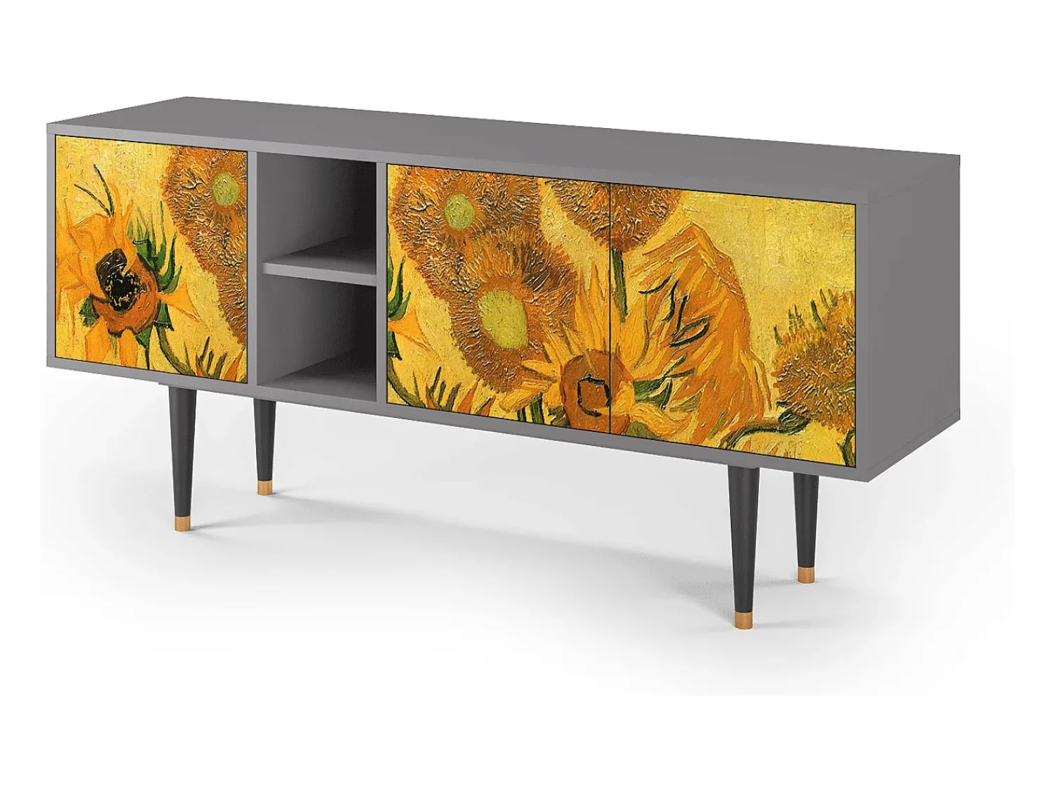 Mueble de TV - 150х69х41 cm - T5 - Sunflowers, Cinza^ Móvel De Tv