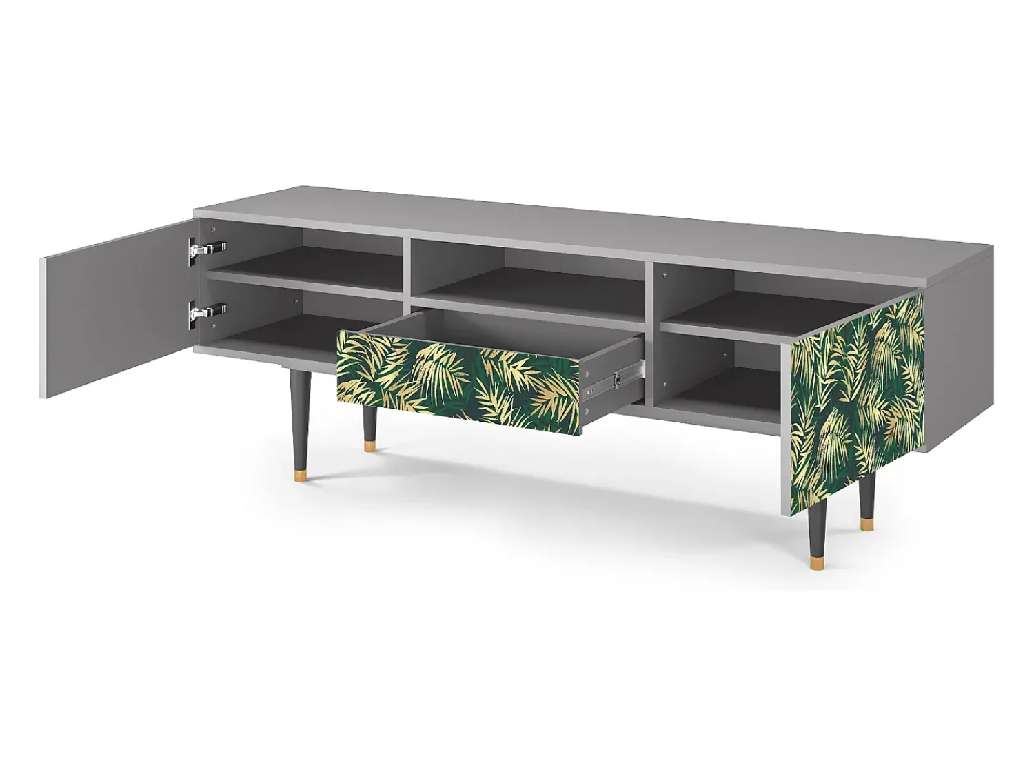 Mueble de TV - 170х59х41 cm - T6 - Sunny Palm Tree, Cinza^ Móvel De Tv