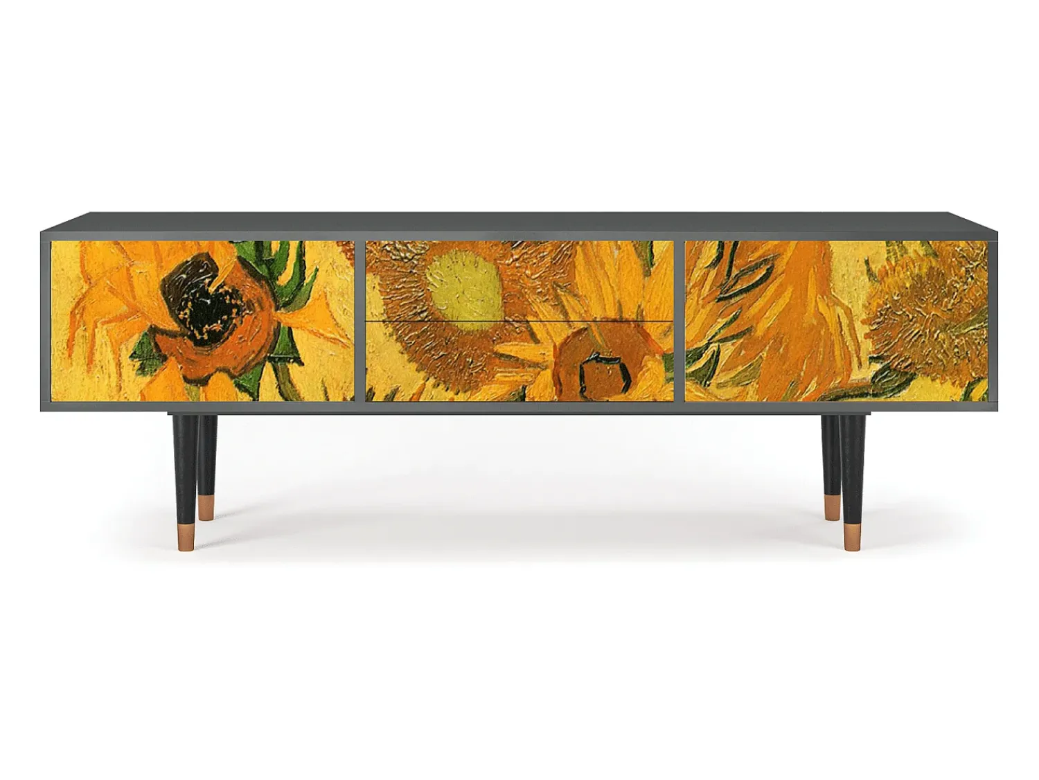 Móvel De Tv| Mueble de TV - 170х59х48 cm - T4 - Sunflowers, Antracite Cinza antracite