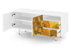 Mueble de TV - 125х56х41 cm - T7 - Sunflowers, Branco^ Móvel De Tv
