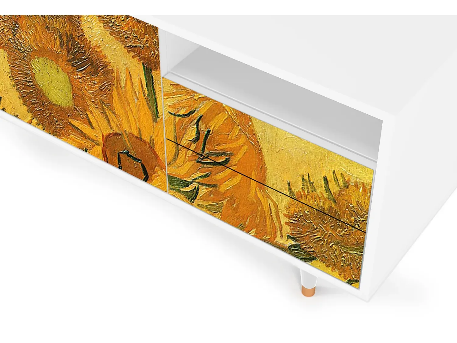 Mueble de TV - 125х56х41 cm - T7 - Sunflowers, Branco^ Móvel De Tv