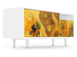 Mueble de TV - 125х56х41 cm - T7 - Sunflowers, Branco^ Móvel De Tv