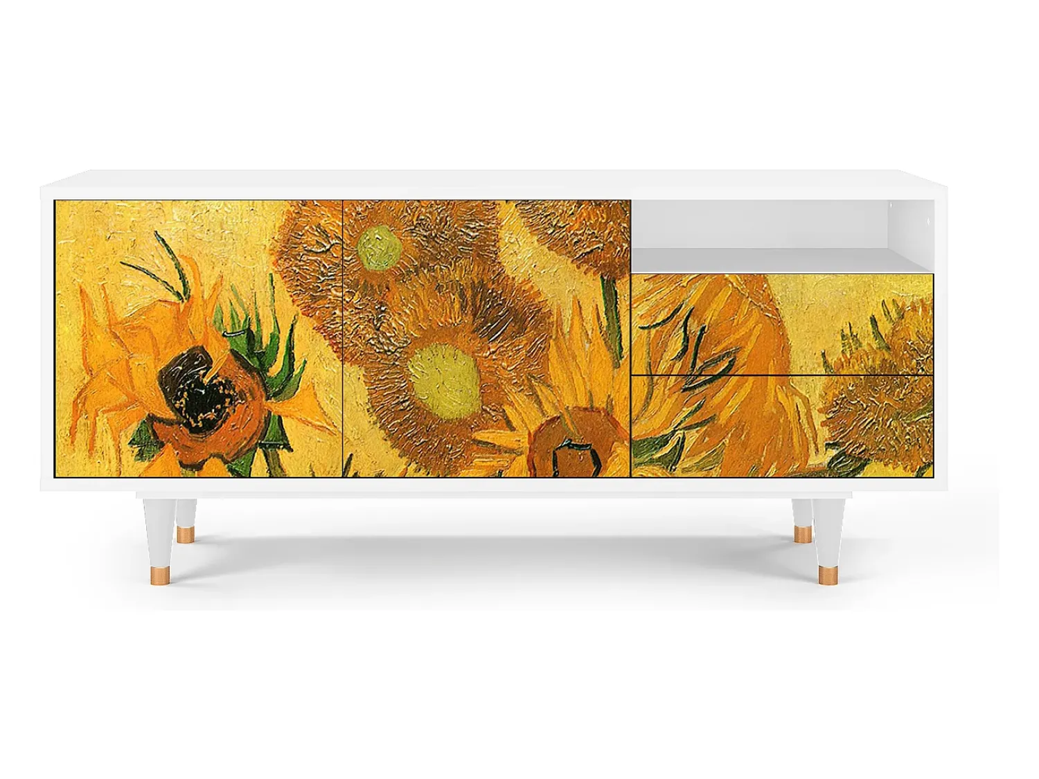 Mueble de TV - 125х56х41 cm - T7 - Sunflowers, Branco^ Móvel De Tv