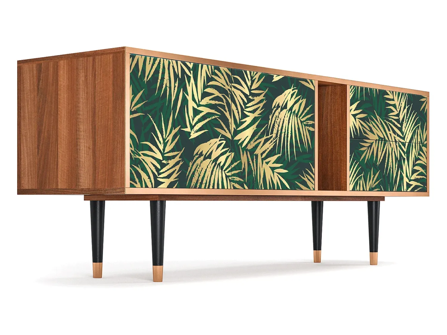 Móvel De Tv| Mueble de TV - 170х69х48 cm - T1 - Sunny Palm Tree, Nogueira Castanho