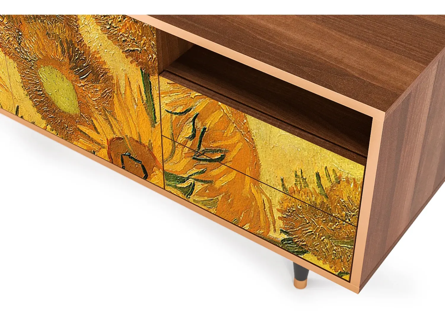 Móvel De Tv* Mueble de TV - 125х56х41 cm - T7 - Sunflowers, Nogueira Castanho