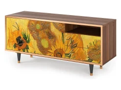 Móvel De Tv* Mueble de TV - 125х56х41 cm - T7 - Sunflowers, Nogueira Castanho