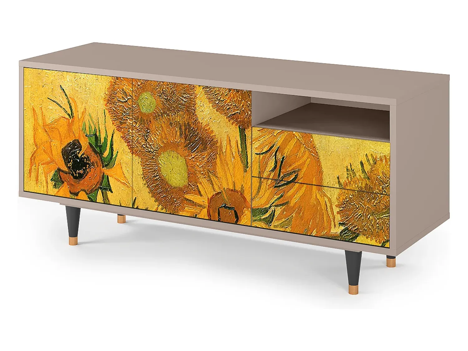 Online Mueble de TV - 125х56х41 cm - T7 - Sunflowers, Latte Bege