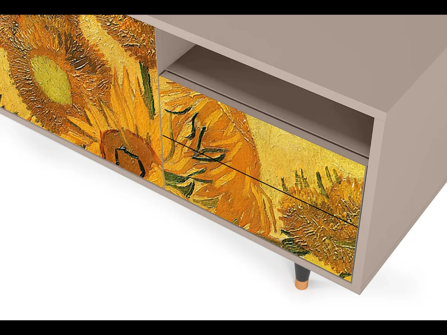 Online Mueble de TV - 125х56х41 cm - T7 - Sunflowers, Latte Bege
