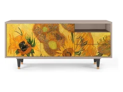 Online Mueble de TV - 125х56х41 cm - T7 - Sunflowers, Latte Bege