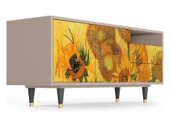Online Mueble de TV - 125х56х41 cm - T7 - Sunflowers, Latte Bege
