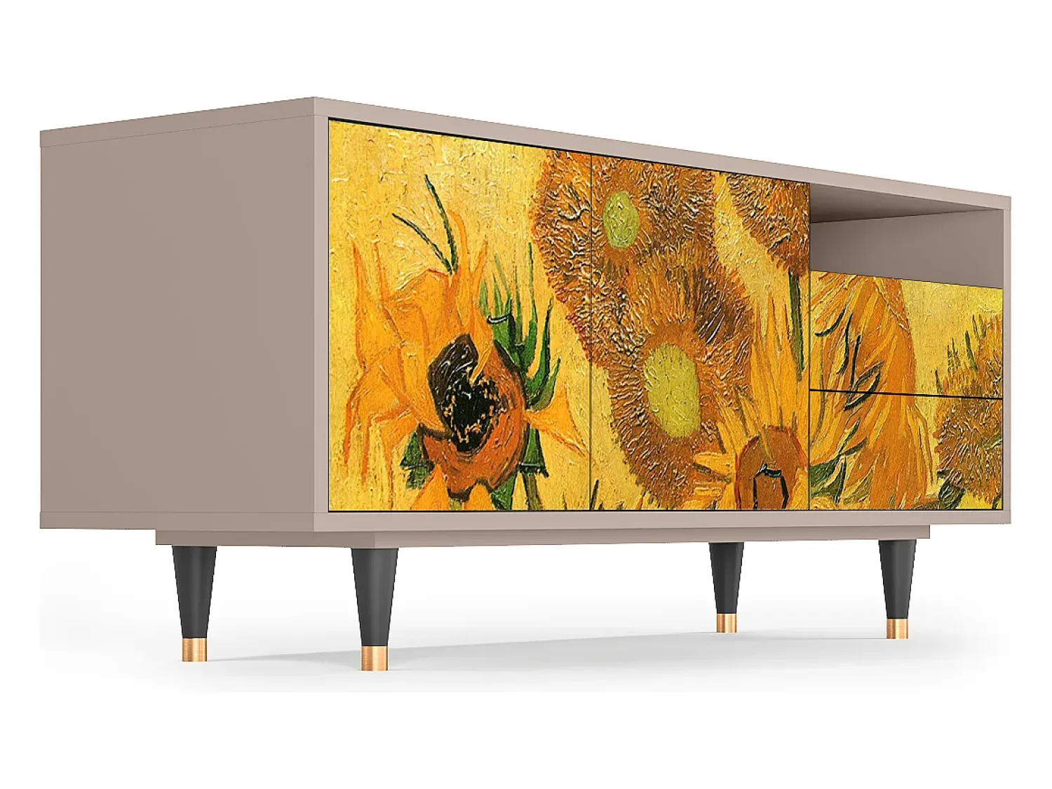 Online Mueble de TV - 125х56х41 cm - T7 - Sunflowers, Latte Bege