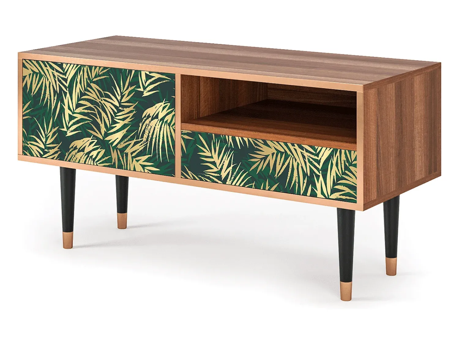 Móvel De Tv| Mueble de TV - 115х59х48 cm - T3 - Sunny Palm Tree, Nogueira Castanho