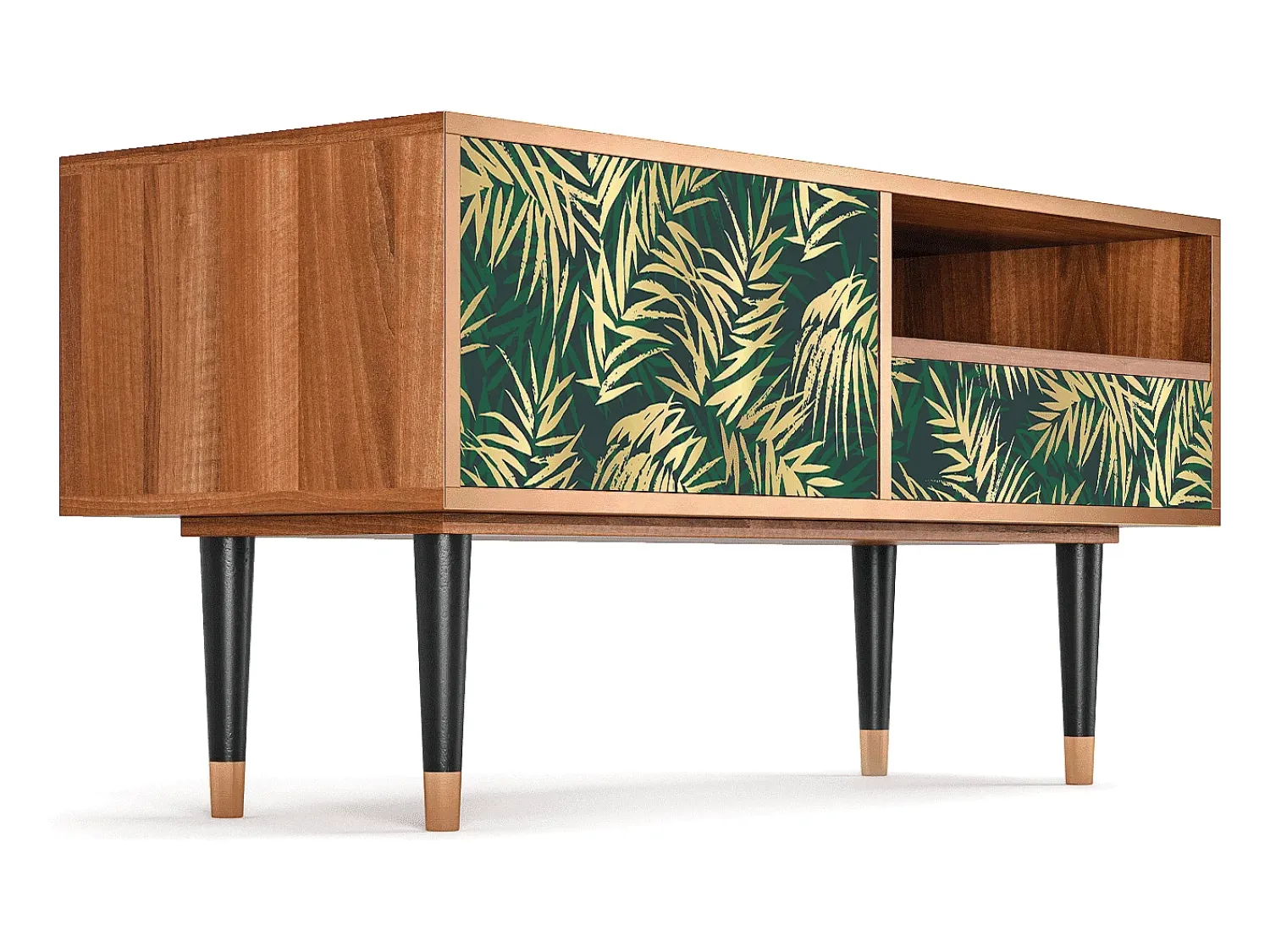 Móvel De Tv| Mueble de TV - 115х59х48 cm - T3 - Sunny Palm Tree, Nogueira Castanho