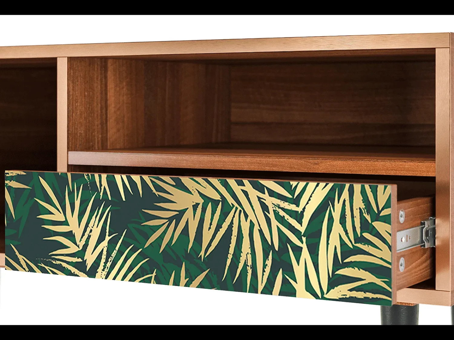 Móvel De Tv| Mueble de TV - 115х59х48 cm - T3 - Sunny Palm Tree, Nogueira Castanho