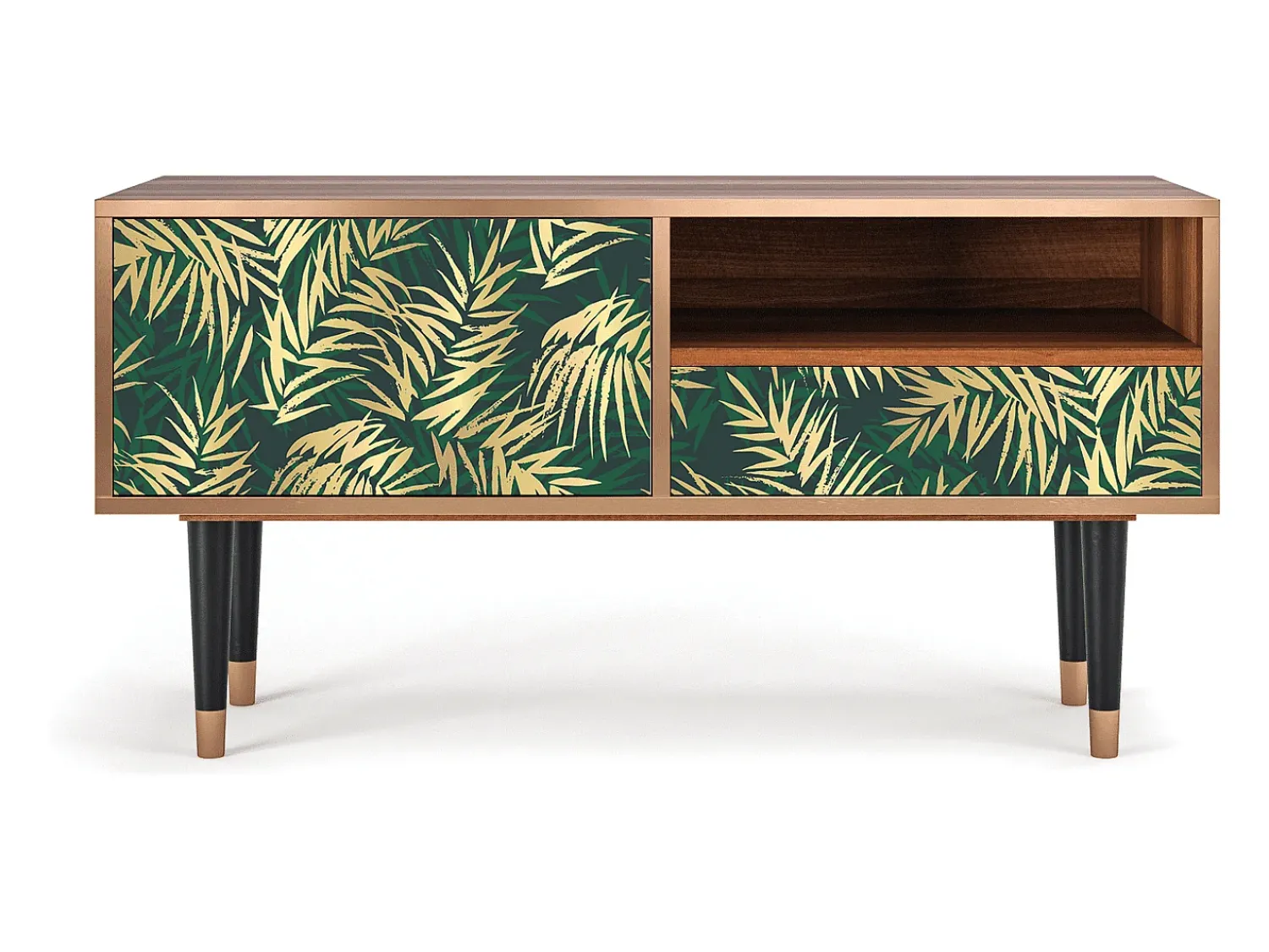 Móvel De Tv| Mueble de TV - 115х59х48 cm - T3 - Sunny Palm Tree, Nogueira Castanho