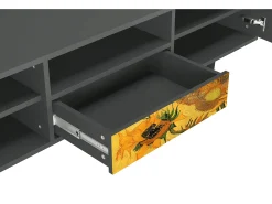 Móvel De Tv* Mueble de TV - 170х59х41 cm - T6 - Sunflowers, Antracite Cinza antracite