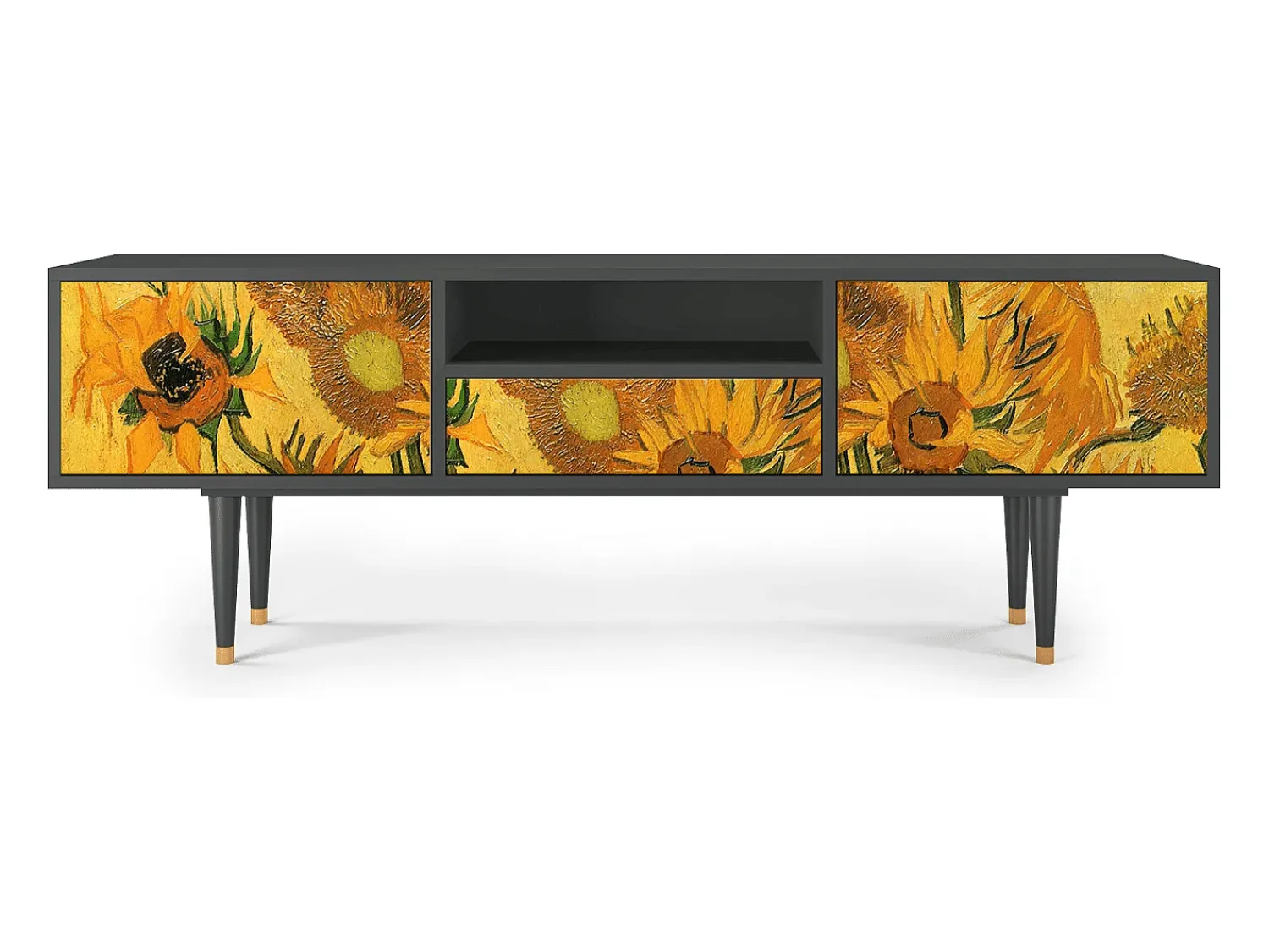 Móvel De Tv* Mueble de TV - 170х59х41 cm - T6 - Sunflowers, Antracite Cinza antracite