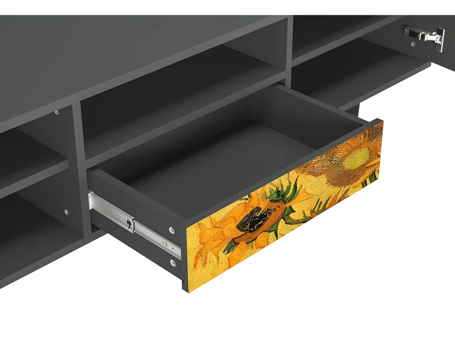 Móvel De Tv* Mueble de TV - 170х59х41 cm - T6 - Sunflowers, Antracite Cinza antracite