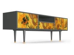 Móvel De Tv* Mueble de TV - 170х59х41 cm - T6 - Sunflowers, Antracite Cinza antracite