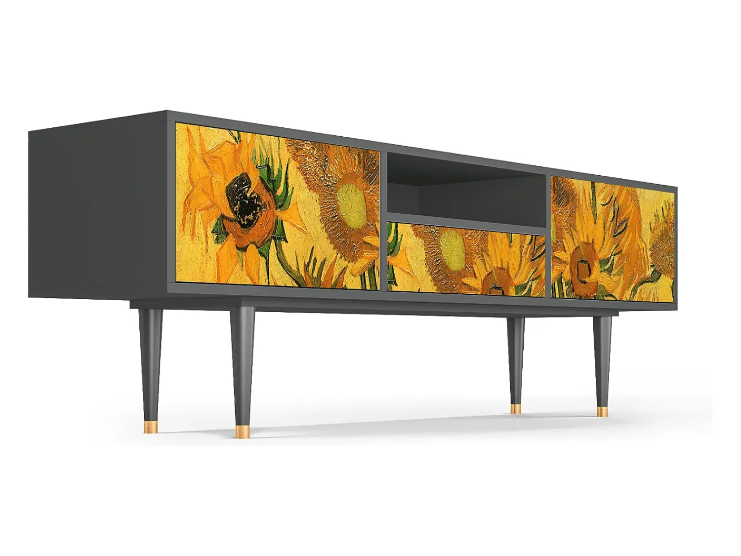 Móvel De Tv* Mueble de TV - 170х59х41 cm - T6 - Sunflowers, Antracite Cinza antracite