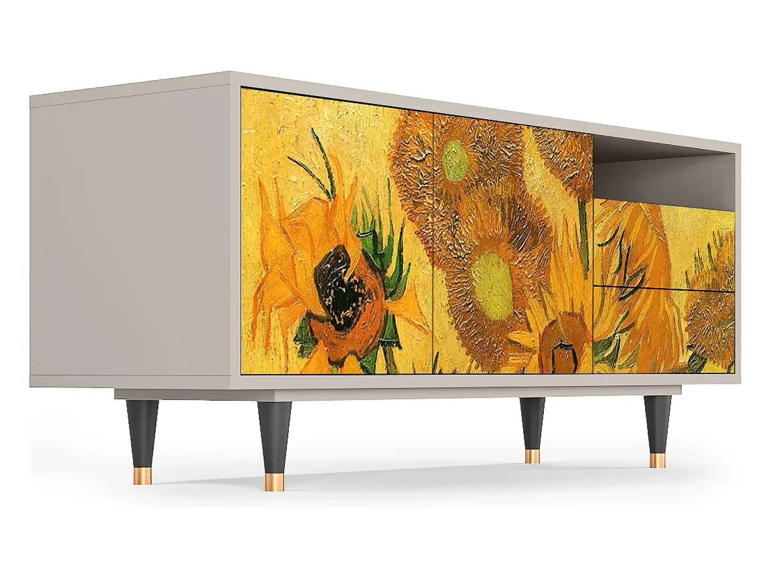 Móvel De Tv* Mueble de TV - 125х56х41 cm - T7 - Sunflowers, Areia Bege