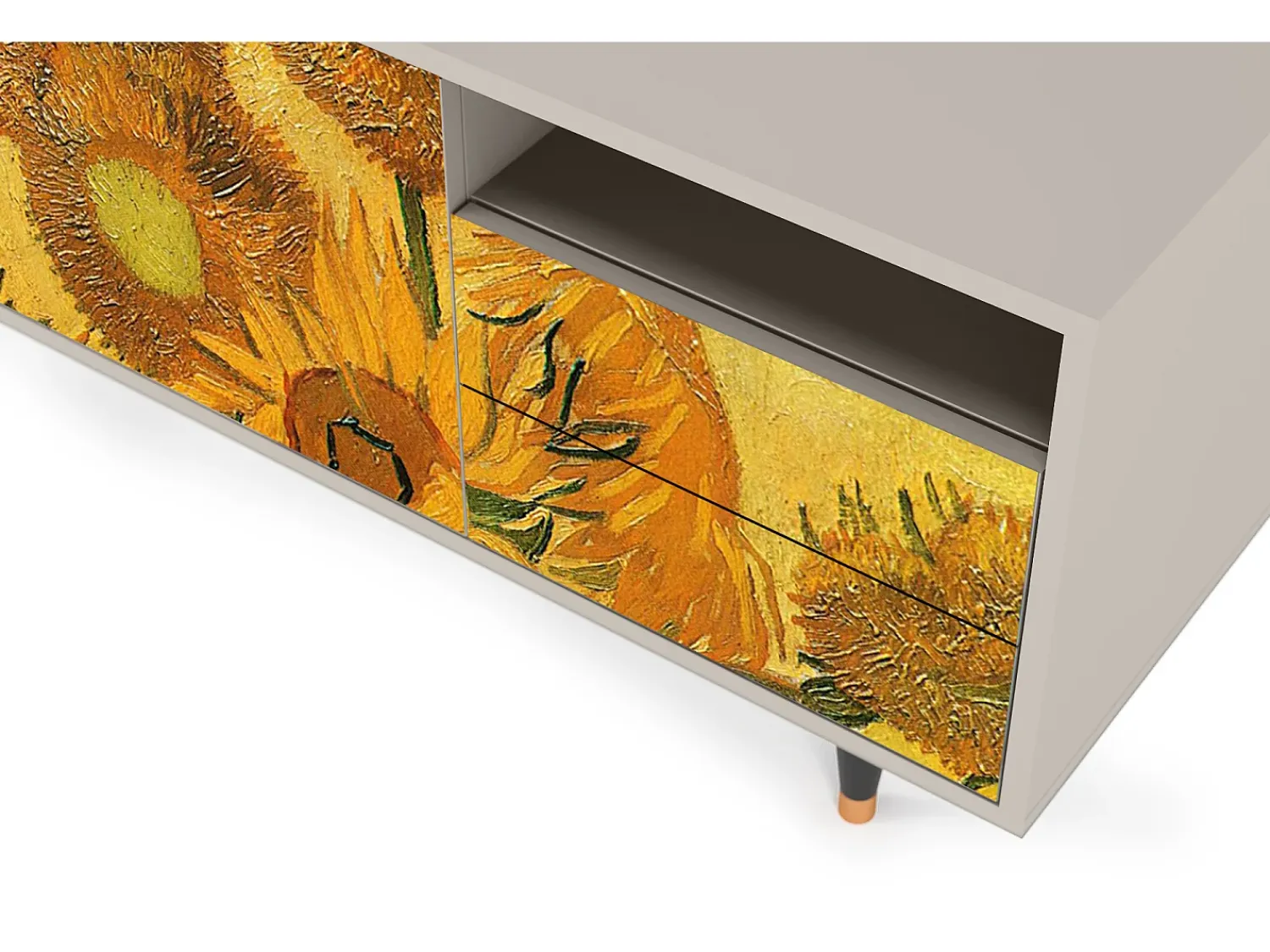 Móvel De Tv* Mueble de TV - 125х56х41 cm - T7 - Sunflowers, Areia Bege