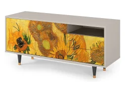 Móvel De Tv* Mueble de TV - 125х56х41 cm - T7 - Sunflowers, Areia Bege