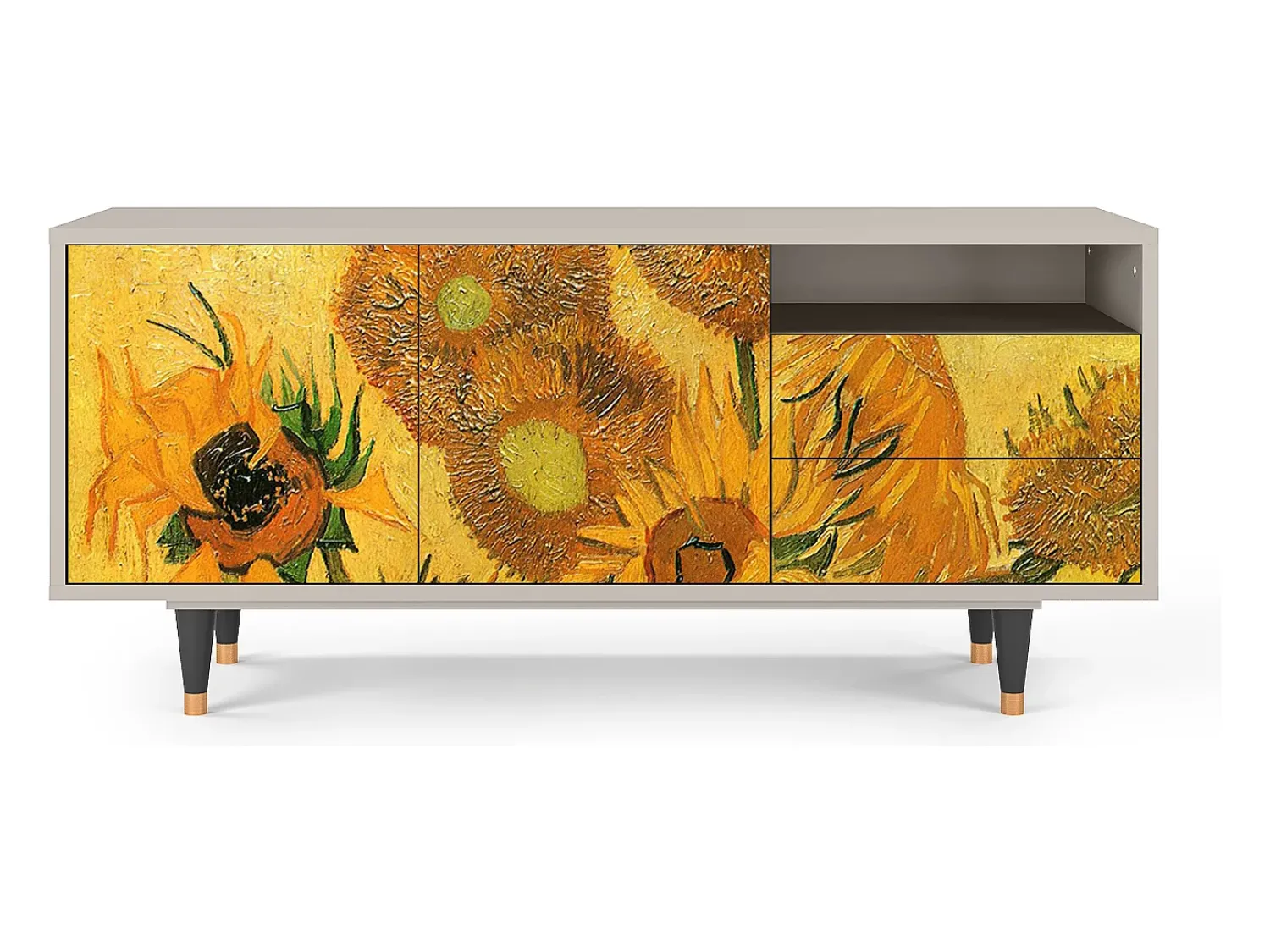 Móvel De Tv* Mueble de TV - 125х56х41 cm - T7 - Sunflowers, Areia Bege