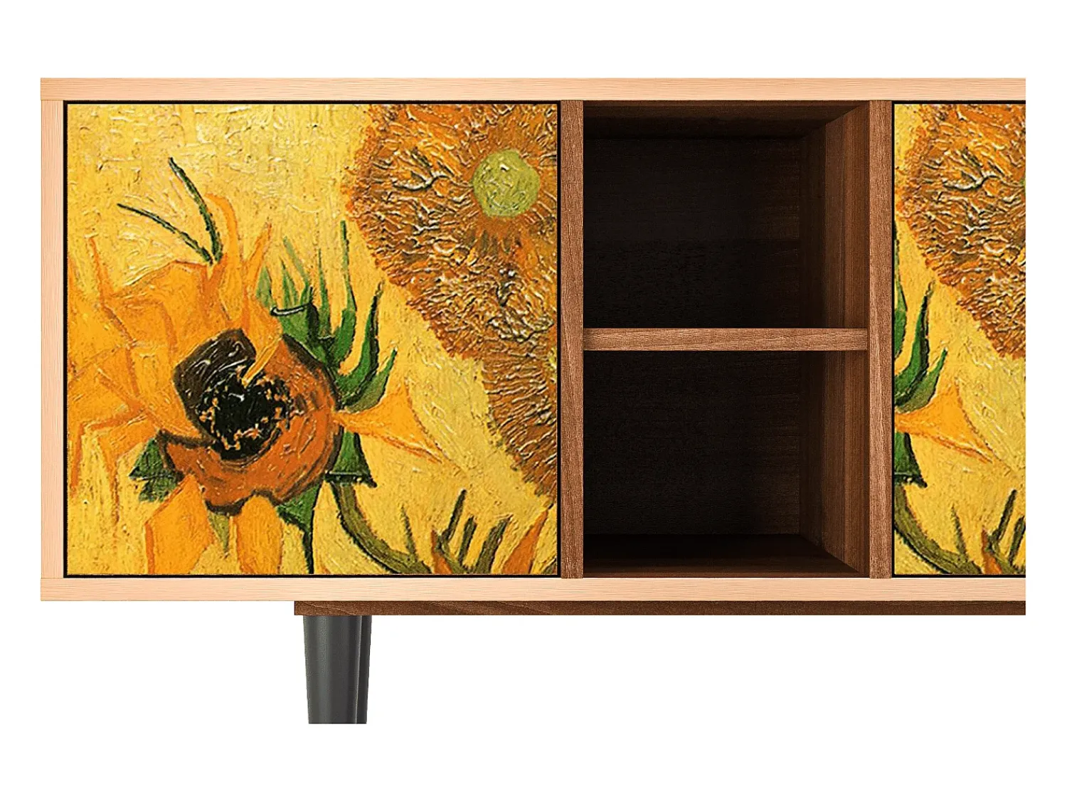 Móvel De Tv* Mueble de TV - 150х69х41 cm - T5 - Sunflowers, Nogueira Castanho
