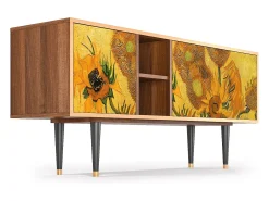 Móvel De Tv* Mueble de TV - 150х69х41 cm - T5 - Sunflowers, Nogueira Castanho