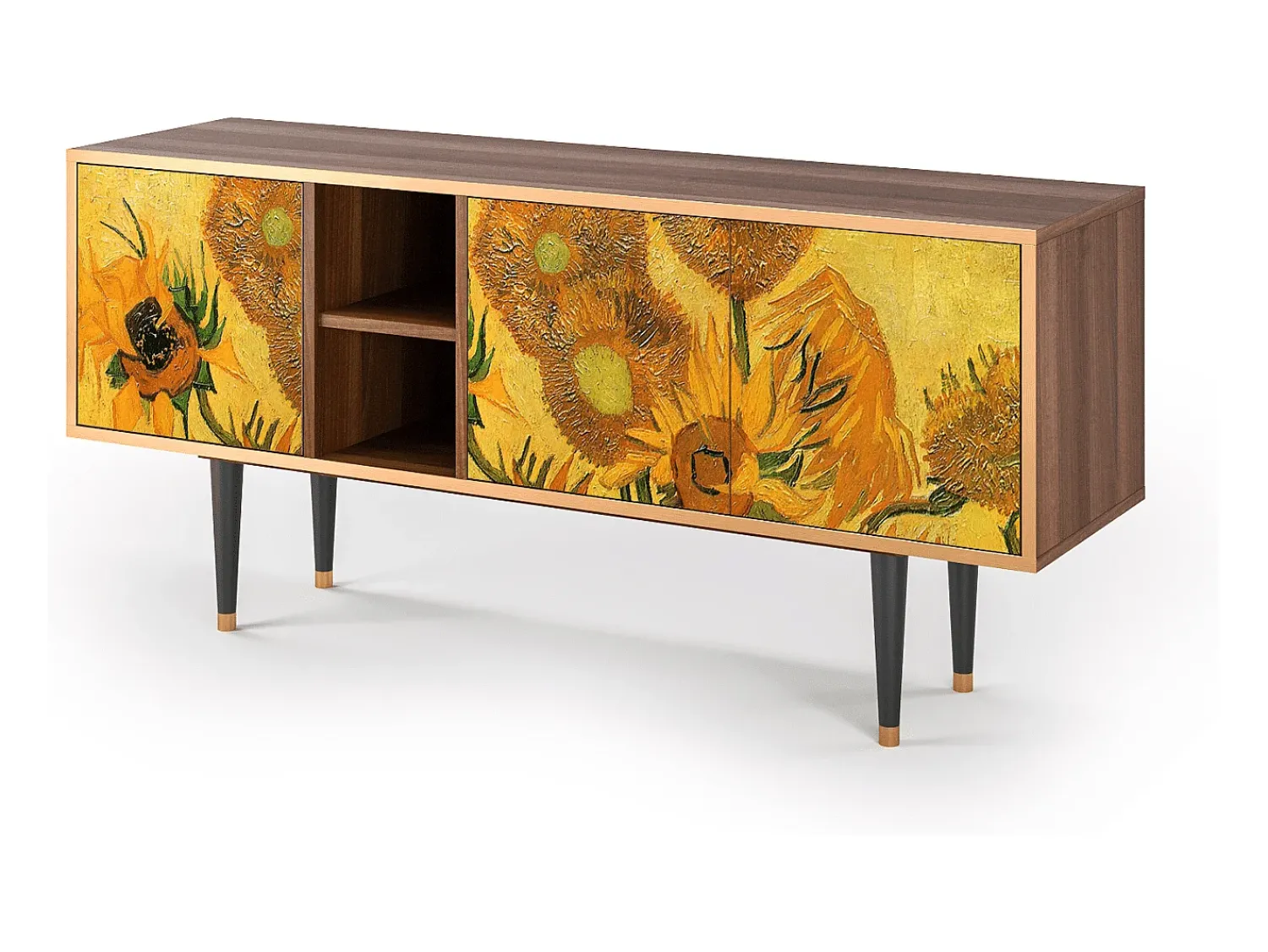 Móvel De Tv* Mueble de TV - 150х69х41 cm - T5 - Sunflowers, Nogueira Castanho