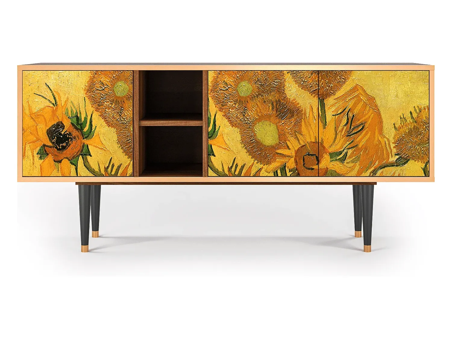 Móvel De Tv* Mueble de TV - 150х69х41 cm - T5 - Sunflowers, Nogueira Castanho