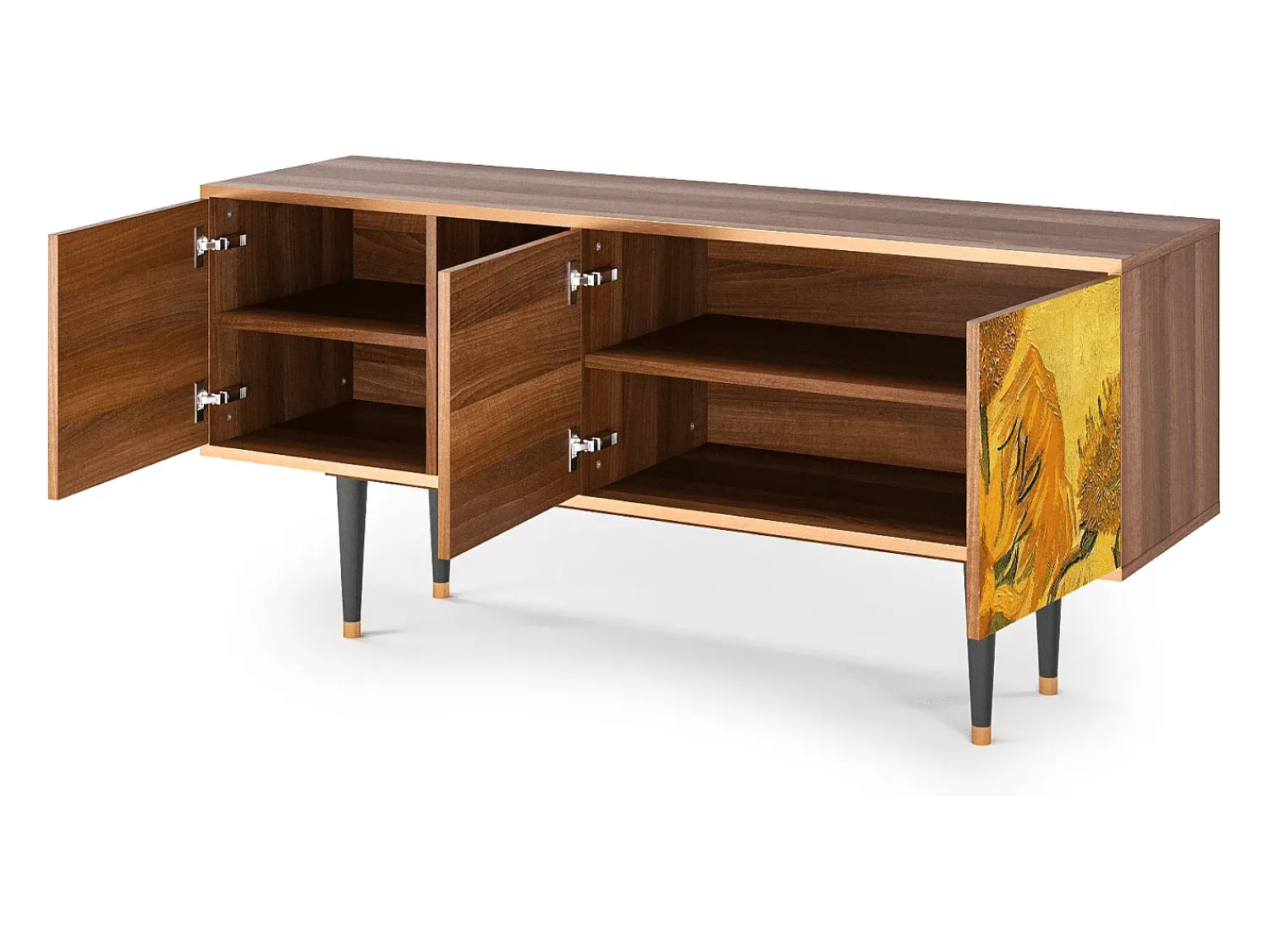 Móvel De Tv* Mueble de TV - 150х69х41 cm - T5 - Sunflowers, Nogueira Castanho