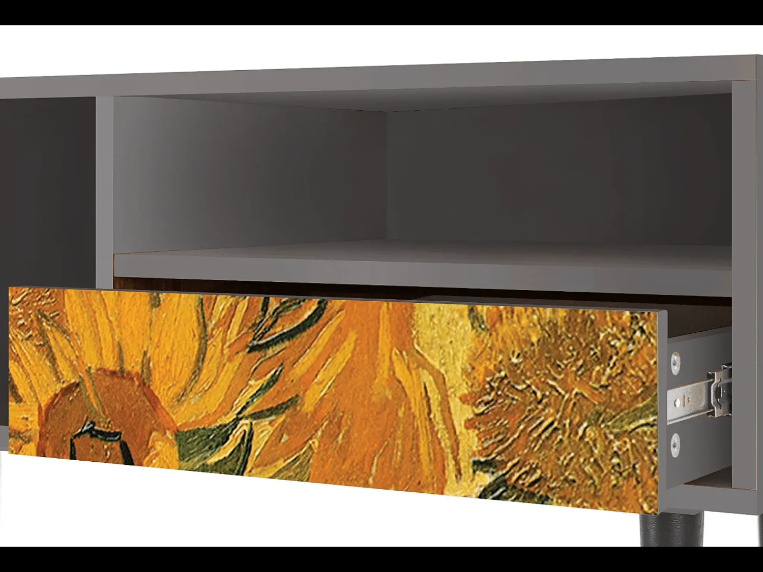 Clearance Mueble de TV - 115х59х48 cm - T3 - Sunflowers, Cinza Cinzento