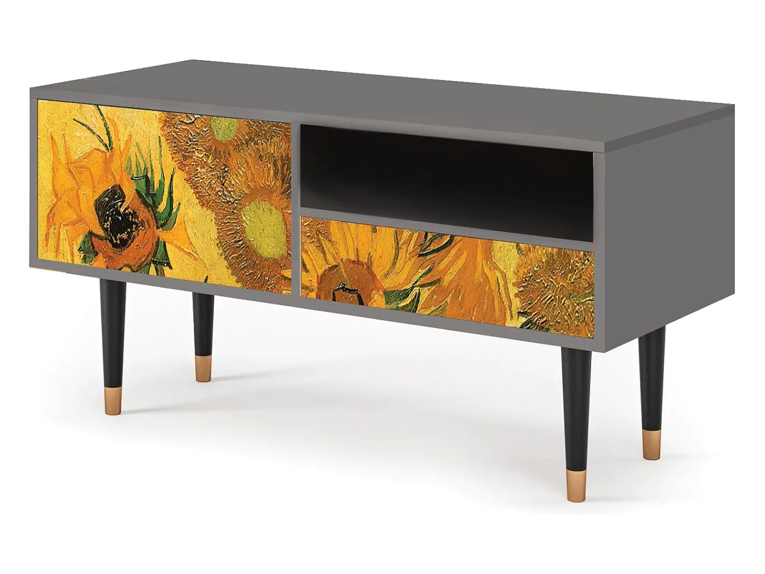 Clearance Mueble de TV - 115х59х48 cm - T3 - Sunflowers, Cinza Cinzento