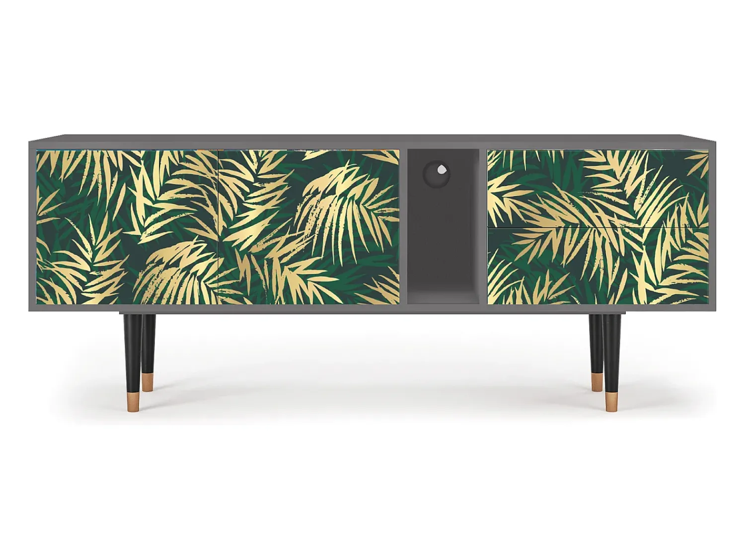 Clearance Mueble de TV - 170х69х48 cm - T1 - Sunny Palm Tree, Cinza Cinzento