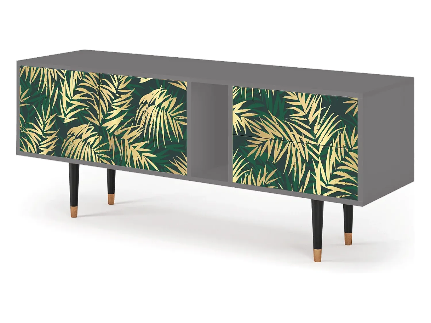 Clearance Mueble de TV - 170х69х48 cm - T1 - Sunny Palm Tree, Cinza Cinzento