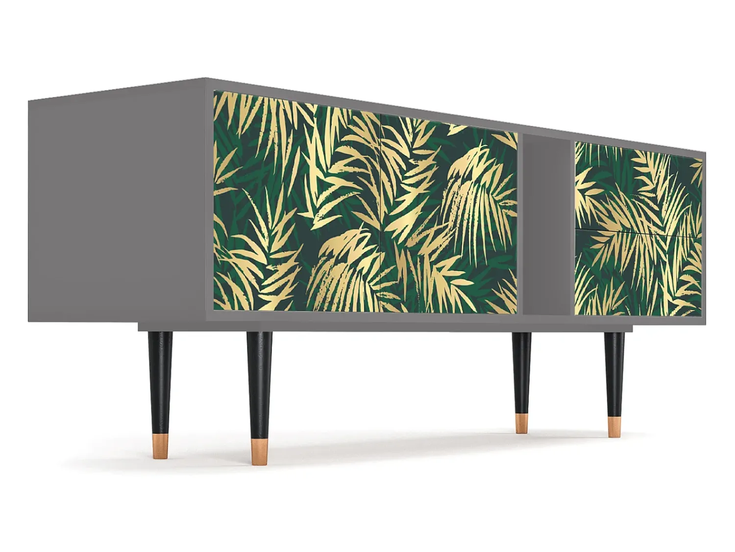 Clearance Mueble de TV - 170х69х48 cm - T1 - Sunny Palm Tree, Cinza Cinzento