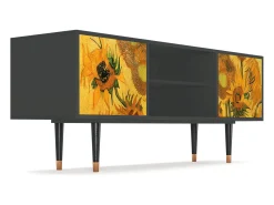 Móvel De Tv| Mueble de TV - 170х69х48 cm - T2 - Sunflowers, Antracite Cinza antracite