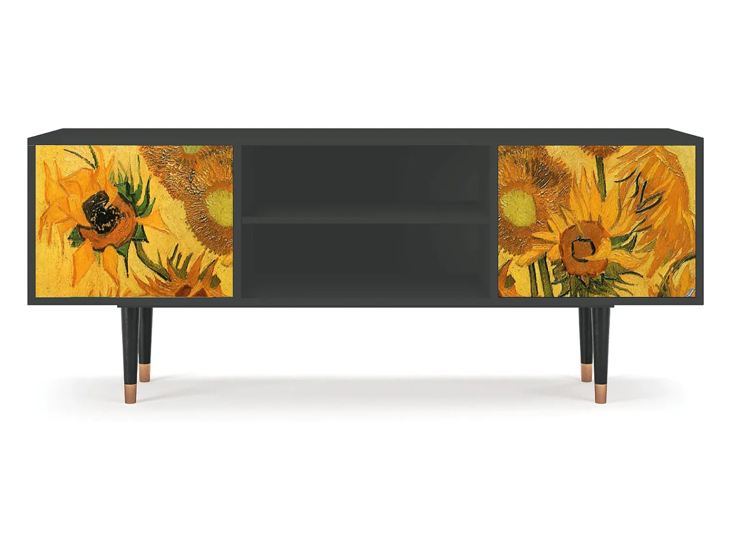 Móvel De Tv| Mueble de TV - 170х69х48 cm - T2 - Sunflowers, Antracite Cinza antracite