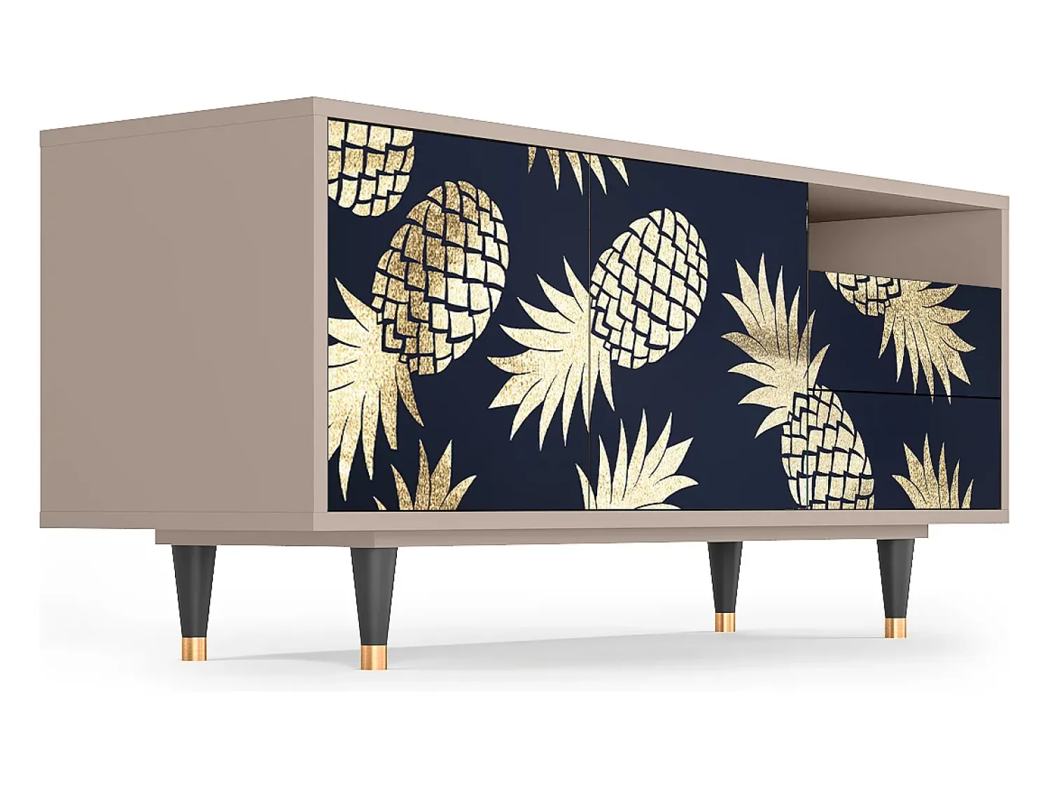 Clearance Mueble de TV - 125х56х41 cm - T7 - Sunny Pineaple, Latte Bege