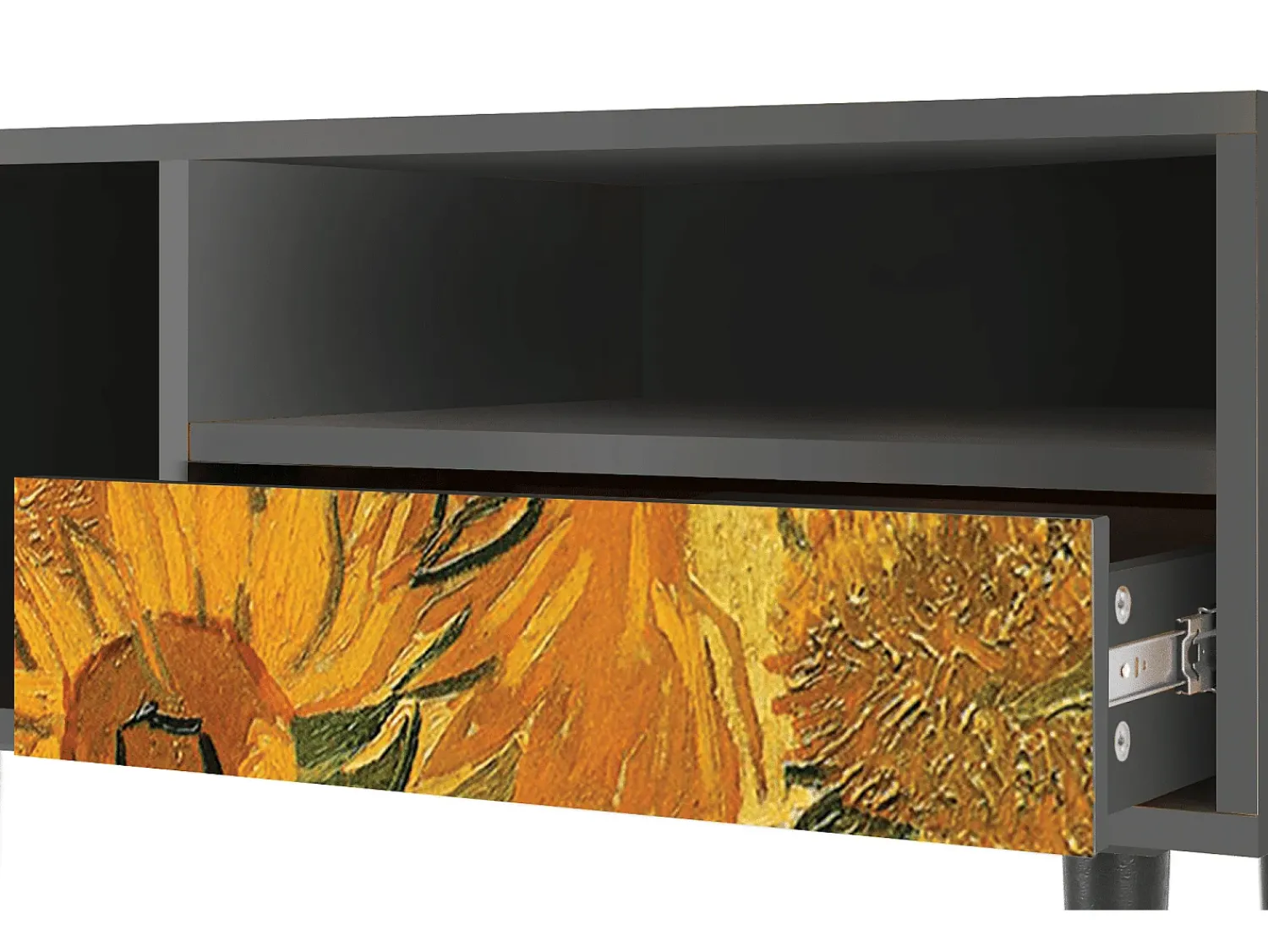 Móvel De Tv| Mueble de TV - 115х59х48 cm - T3 - Sunflowers, Antracite Cinza antracite
